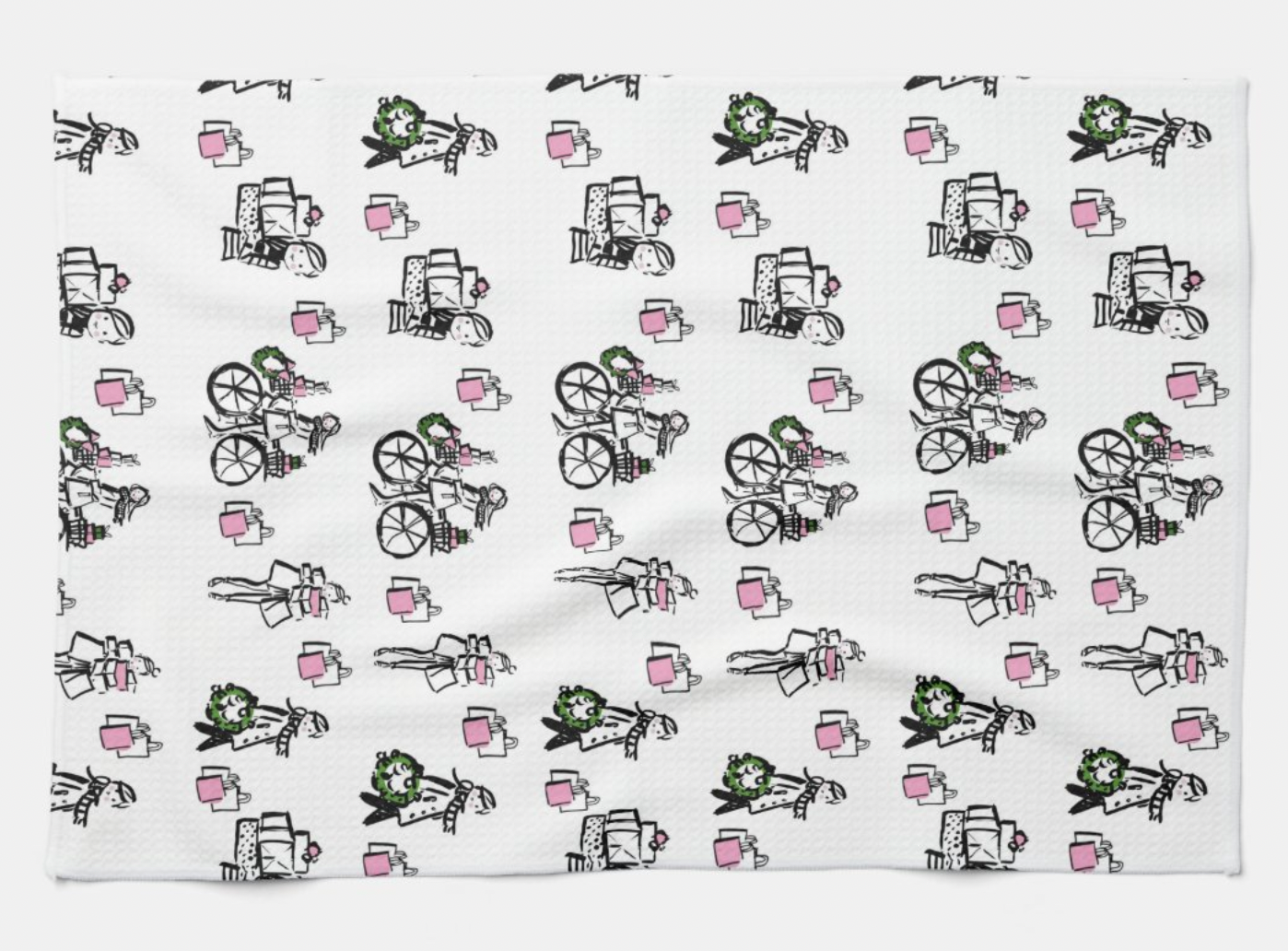 Holiday 22 B/W Kitchen Towel