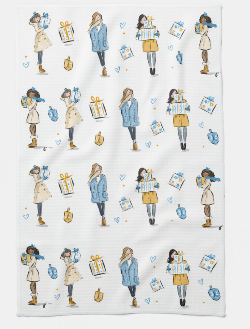 Hanukkah Girls  Kitchen Towel