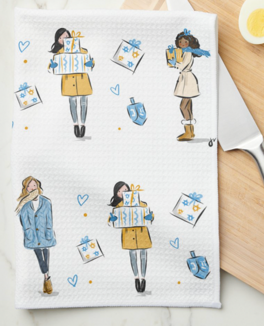 Hanukkah Girls  Kitchen Towel