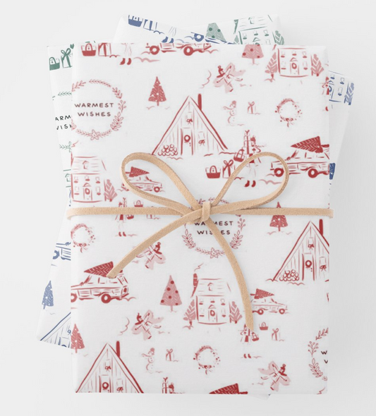 Holiday Toile Gift Wrap Sheets