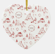 Holiday Toile Ceramic Heart Ornament