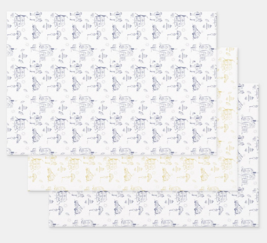 Hanukkah Toile Gift Wrap Sheets