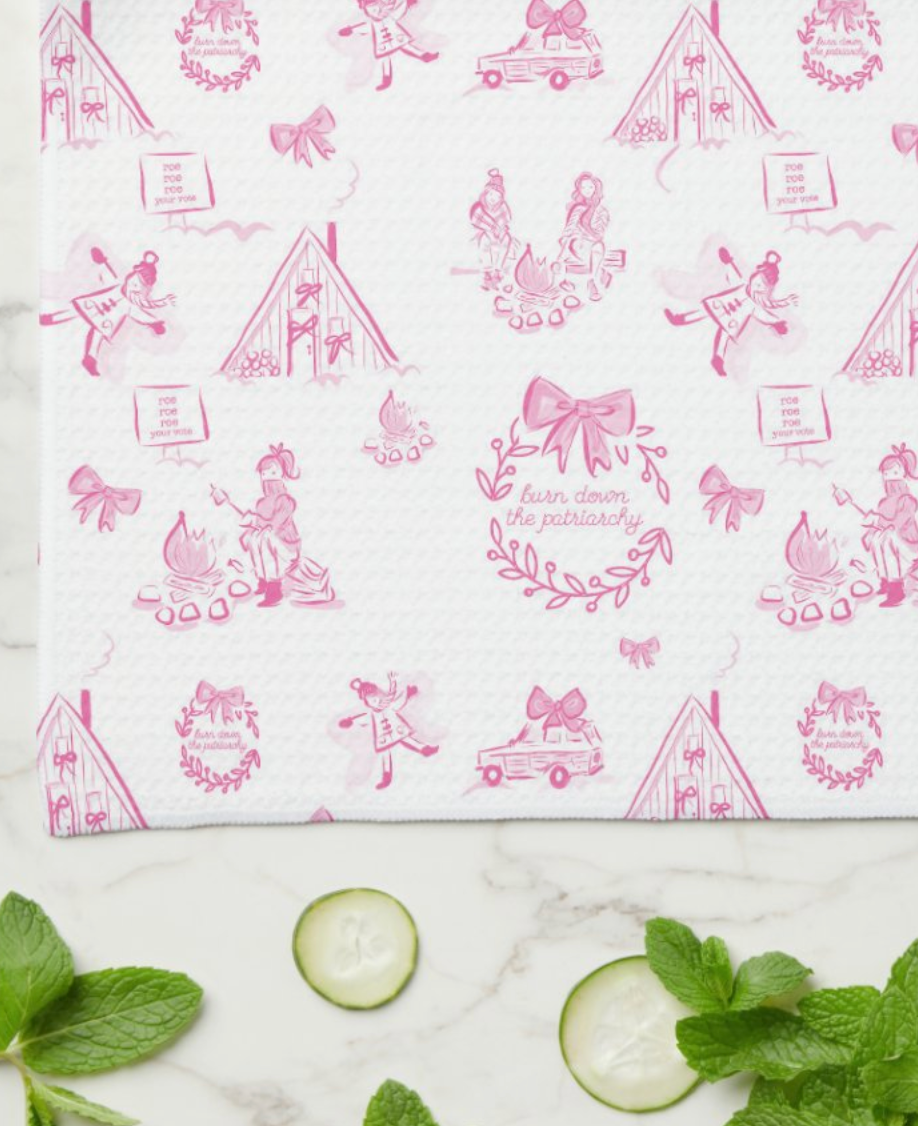 Holiday Toile Burn Down the Patriarchy Kitchen Towel