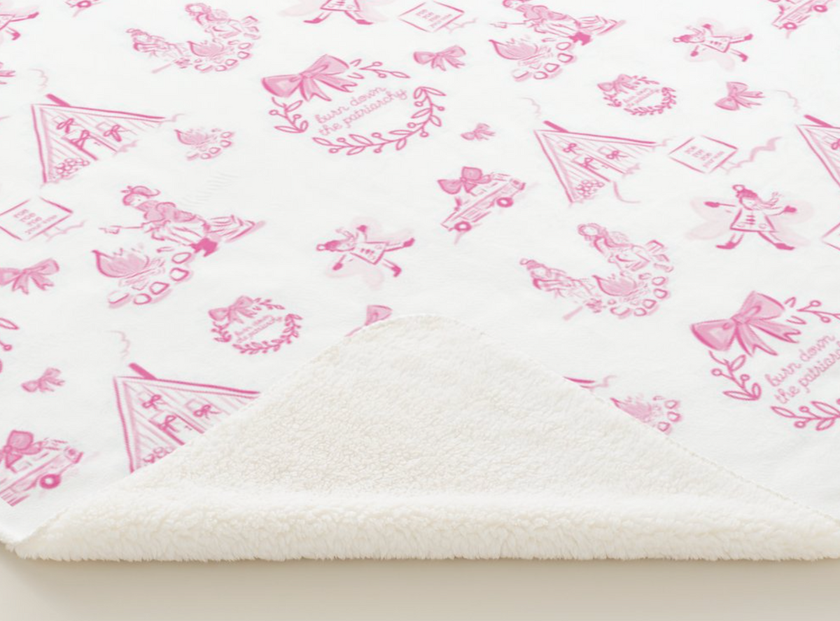 Holiday Toile Burn Down the Patriarchy Sherpa Throws
