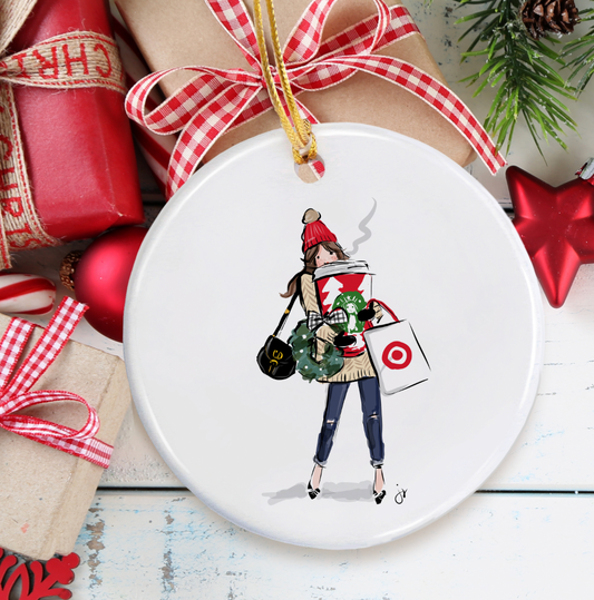 Christmas Shopper Coffee Ornament