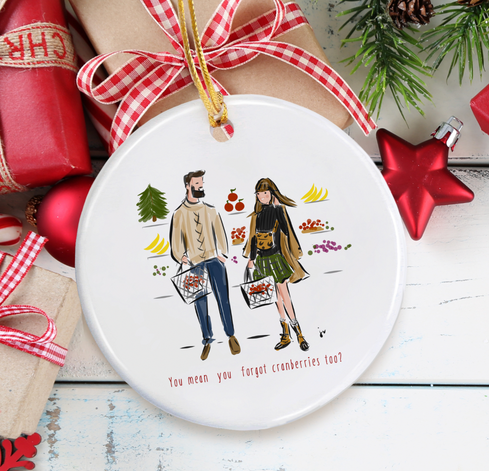 Christmas Wrapping Cranberries Ornament