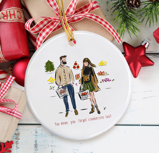 Christmas Wrapping Cranberries Ornament