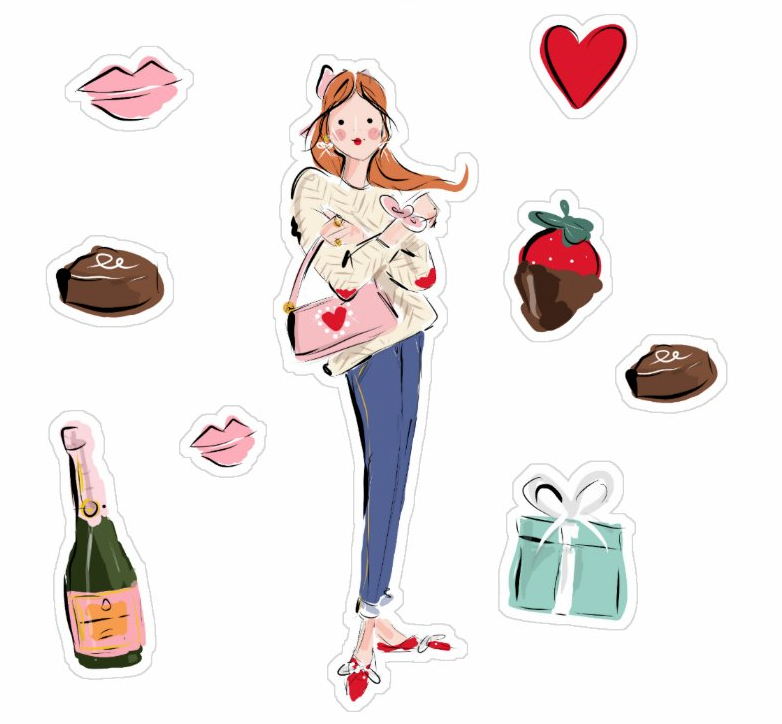 Valentine's Day Girls Stickers