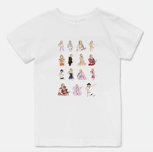 Size small youth vs size medium taylor swift merch tee shirt try-on (a, Eras Tour