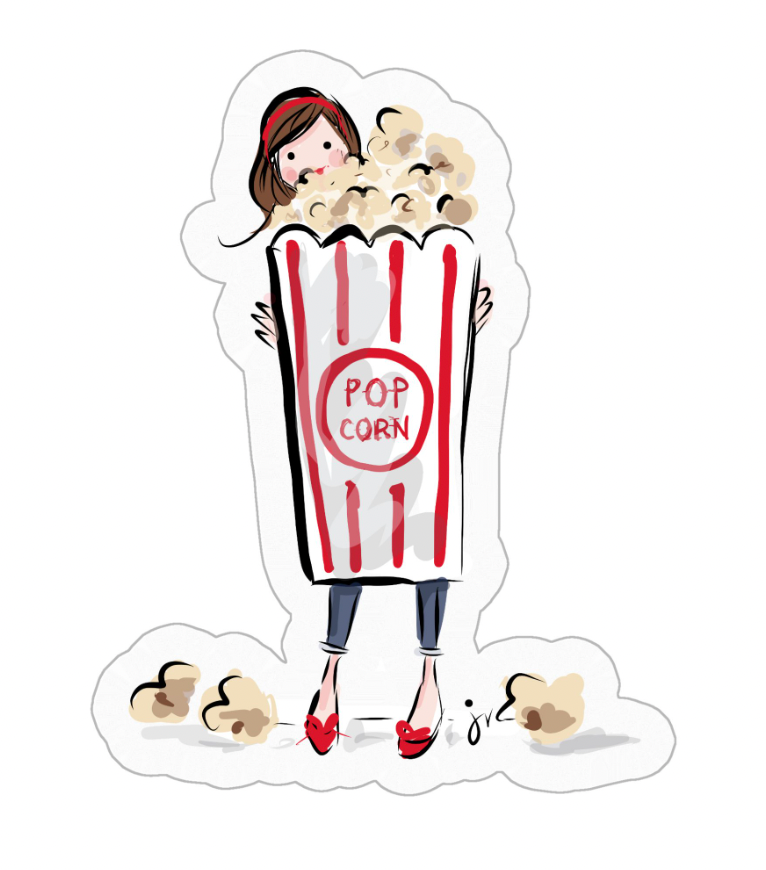 Popcorn Girl Sticker