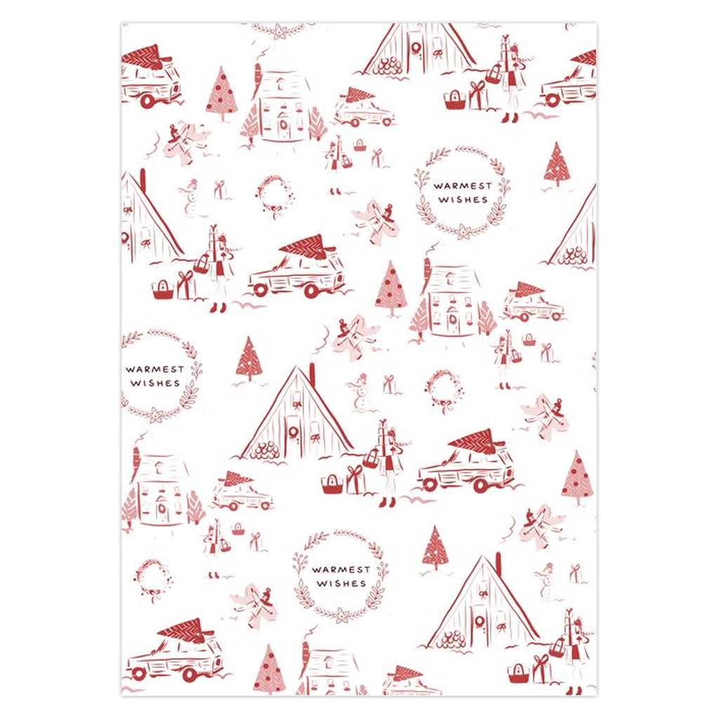 Holiday Toile Red Greeting Cards