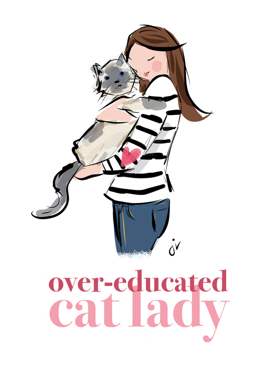 Over-educated Cat Lady 4 or 6" Sticker