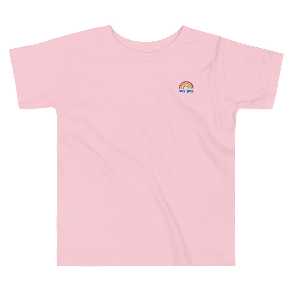 Say Gay Embroidered Toddler Short Sleeve Tee